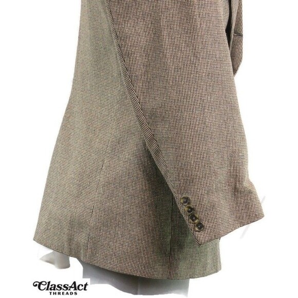 Chaps Ralph Lauren Blazer Mens Silk Blend Houndstooth Suit Jacket Sport Coat 42R - Picture 4 of 8
